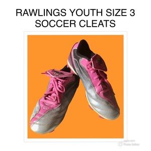 RAWLINGS PINK GREY YOUTH SOCCER CLEATS SIZE 3 LOW TOP LACE UP